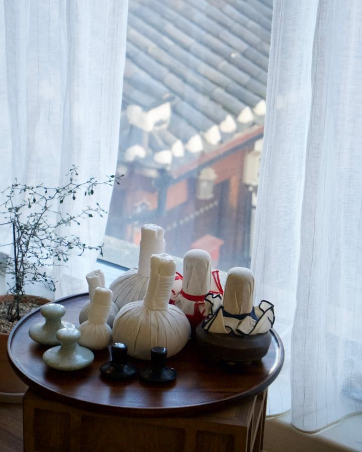 Herbal compresses by the window